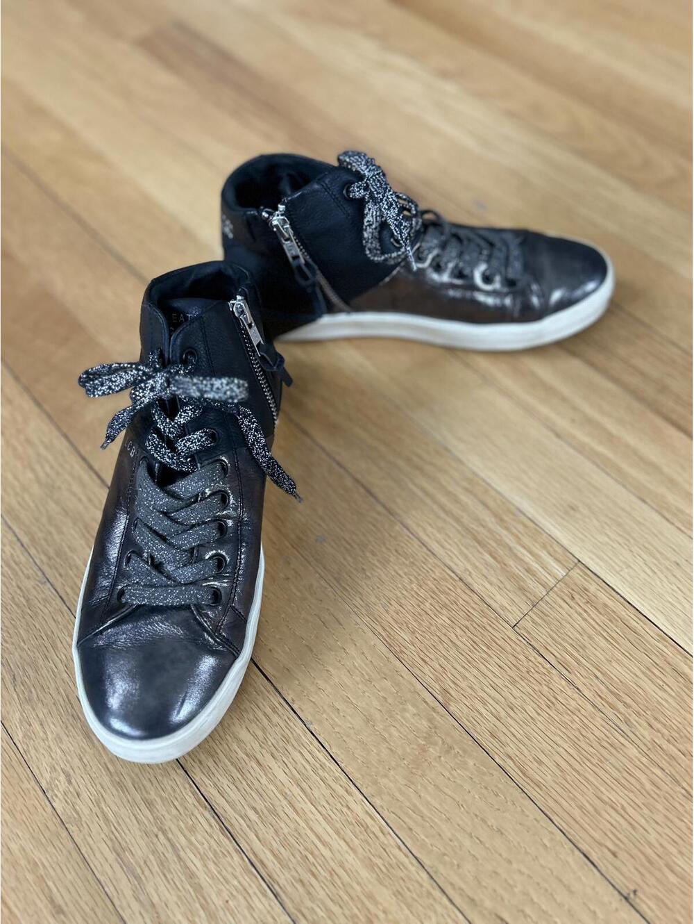 Stylish Black High-Top Sneakers by Leather Crown